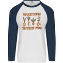 Vegan Living Life on the Veg Vegetarian Mens L/S Baseball T-Shirt White/Navy Blue