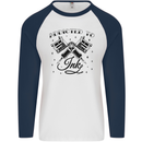 Addicted to Ink Tattoo Artist Tats Mens L/S Baseball T-Shirt White/Navy Blue