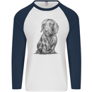A Dachshund Dog Mens L/S Baseball T-Shirt White/Navy Blue