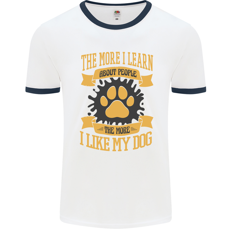 The More I Like My Dog Funny Mens Ringer T-Shirt White/Navy Blue