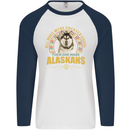 An Alaskan Dog Mens L/S Baseball T-Shirt White/Navy Blue