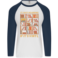 Funny Vinyl Records Turntable Music LP Mens L/S Baseball T-Shirt White/Navy Blue