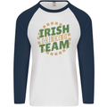 Irish Drinking Team Funny St. Patricks Day Mens L/S Baseball T-Shirt White/Navy Blue