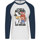 Anything That Farts Funny Vegan Vegetarian Mens L/S Baseball T-Shirt White/Navy Blue