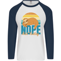 Sloth Nope Not Today Funny Lazy Mens L/S Baseball T-Shirt White/Navy Blue