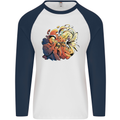 Tumpet Player Jazz Mens L/S Baseball T-Shirt White/Navy Blue