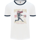 Home Run Vintage Baseball Player Mens Ringer T-Shirt White/Navy Blue