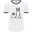 A Border Collie and Puppy Mens Ringer T-Shirt White/Navy Blue