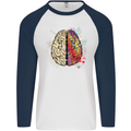 Science vs Artistic Brain Art IQ Physics Mens L/S Baseball T-Shirt White/Navy Blue