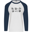 Fossil Set Palaeontologist Palaeontology Mens L/S Baseball T-Shirt White/Navy Blue
