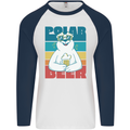 Polar Beer Funny Bear Alcohol Play on Words Mens L/S Baseball T-Shirt White/Navy Blue