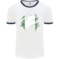 Torn Nigeria Flag Nigerian Day Football Mens Ringer T-Shirt White/Navy Blue