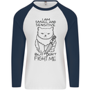Cat Dont Fight Me Funny Mens L/S Baseball T-Shirt White/Navy Blue