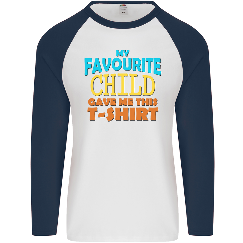 My Favourite Child Gave Me This Fathers Day Mens L/S Baseball T-Shirt White/Navy Blue