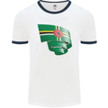 Curled Dominica Flag Dominican Day Football Mens Ringer T-Shirt White/Navy Blue
