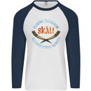 Skal The Vikings Alcohol Beer Nordic Odin Mens L/S Baseball T-Shirt White/Navy Blue