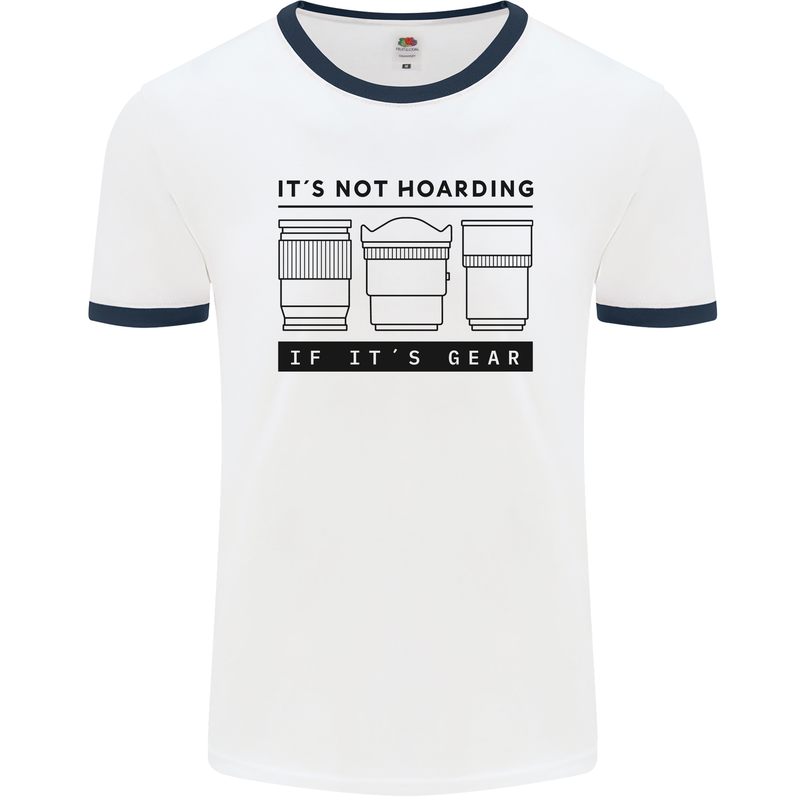 Not Hoarding Photography Photographer Camera Mens Ringer T-Shirt White/Navy Blue