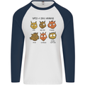 Cats Types of Coffee Drinkers Mens L/S Baseball T-Shirt White/Navy Blue