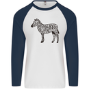 A Zebra Mens L/S Baseball T-Shirt White/Navy Blue