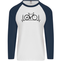 Cycling Heart Beat Bike Bicycle Cyclist ECG Mens L/S Baseball T-Shirt White/Navy Blue