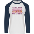 Dog Happy Pills Mens L/S Baseball T-Shirt White/Navy Blue