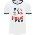 USA Drinking Team Funny Bachelor Party Beer Mens Ringer T-Shirt White/Navy Blue