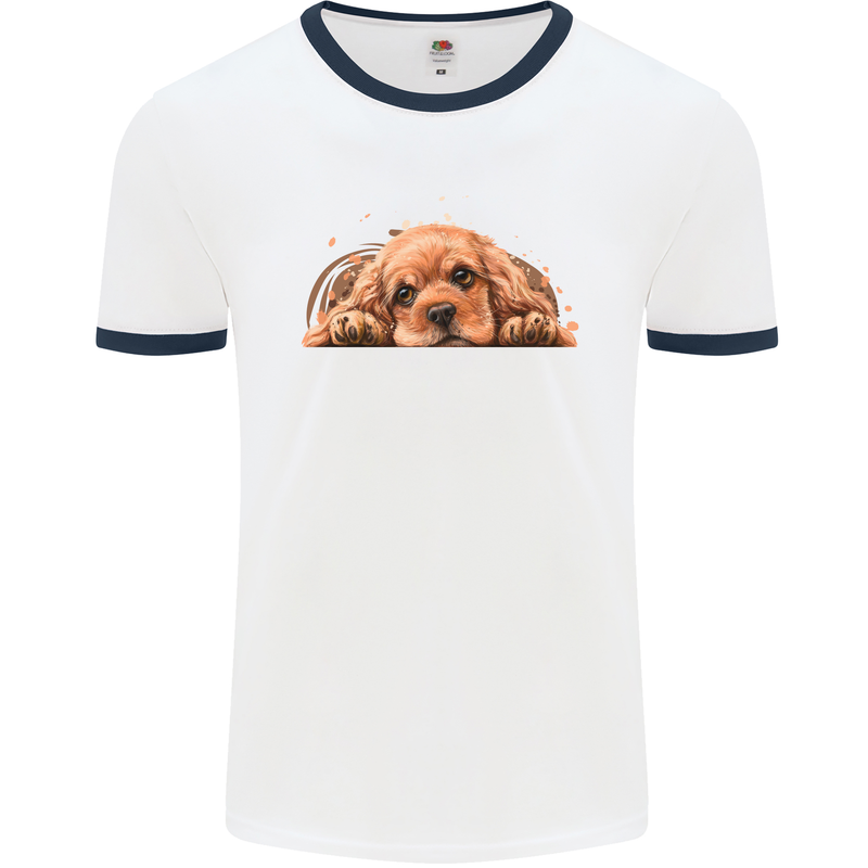 A Cute Cocker Spaniel Dog Mens Ringer T-Shirt White/Navy Blue