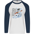 Sitting Smoking Weed Feeling High Cannabis Mens L/S Baseball T-Shirt White/Navy Blue