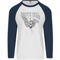 Long Live Rock n Roll Angel Mens L/S Baseball T-Shirt White/Navy Blue