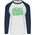 Too Cute to Pinch St. Patrick's Day Mens L/S Baseball T-Shirt White/Navy Blue