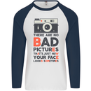 Photography Your Face Funny Photographer Mens L/S Baseball T-Shirt White/Navy Blue