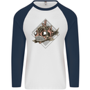 A Steampunk Fish Mens L/S Baseball T-Shirt White/Navy Blue