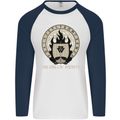 Vikings Valhalla Awaits Valknut Symbol Odin Mens L/S Baseball T-Shirt White/Navy Blue