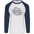 Vikings Valknut Symbol With Ravens Mens L/S Baseball T-Shirt White/Navy Blue