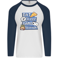 Gaming Eat Sleep Game Respawn Gamer Arcade Mens L/S Baseball T-Shirt White/Navy Blue