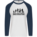 Dad Evolution Fathers Day Mens L/S Baseball T-Shirt White/Navy Blue