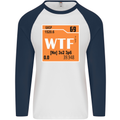 WTF Periodic Table Chemistry Geek Funny Mens L/S Baseball T-Shirt White/Navy Blue