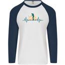 Golf Heartbeat Pulse Mens L/S Baseball T-Shirt White/Navy Blue