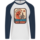 BBQ Smokin Hot Today Funny Grill Mens L/S Baseball T-Shirt White/Navy Blue
