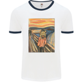 Hipster Scream Painting Mens Ringer T-Shirt White/Navy Blue