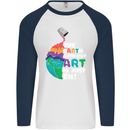The Earth Without Art Is Just EH Artist Mens L/S Baseball T-Shirt White/Navy Blue