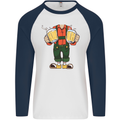 Octoberfest Man With Beer Mens L/S Baseball T-Shirt White/Navy Blue