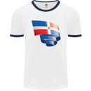 Curled Dominican Republic Flag Dominicanos Day Mens Ringer T-Shirt White/Navy Blue