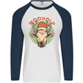 Moodolf Funny Rudolf Christmas Cow Mens L/S Baseball T-Shirt White/Navy Blue