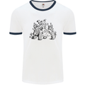 Tortoise Mushrooms Nature Mycology Mens Ringer T-Shirt White/Navy Blue