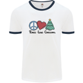 Peace Love Christmas Xmas Mens Ringer T-Shirt White/Navy Blue