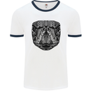 A Mandala Turtle Head Tribal Tortoise Mens Ringer T-Shirt White/Navy Blue