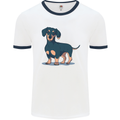 Dachshund Dog Mens Ringer T-Shirt White/Navy Blue