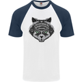 Ouija Board Cat Dark Black Magic Voodoo Mens S/S Baseball T-Shirt White/Navy Blue