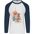 Knights Templar on a Horse Mens L/S Baseball T-Shirt White/Navy Blue